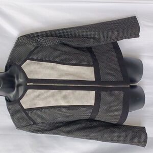 Calvin Klein black ivory zip up blazer jacket Sz 12